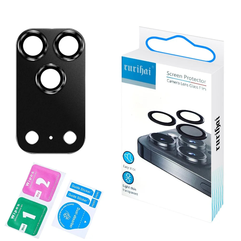 RURIHAI For iPhone 17 Pro Matte Full Coverage Camera Lens Protector Titanium Alloy Frame Tempered Glass Lens Film - Black - 5