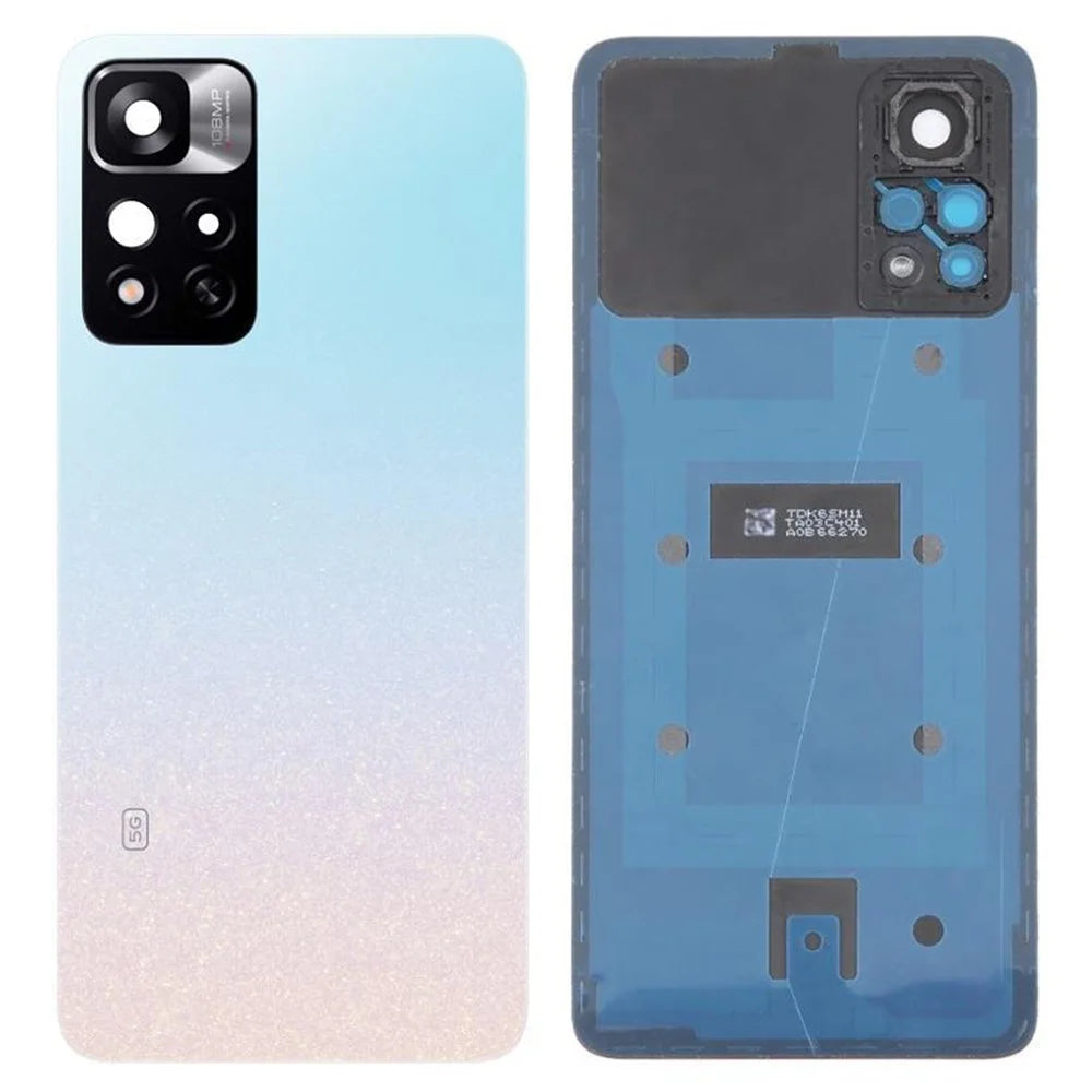 For Xiaomi Redmi Note 11 Pro+ 5G Back Battery Housing Cover with Camera Ring Lens Cover Spare Part (Without Logo) - White - 1