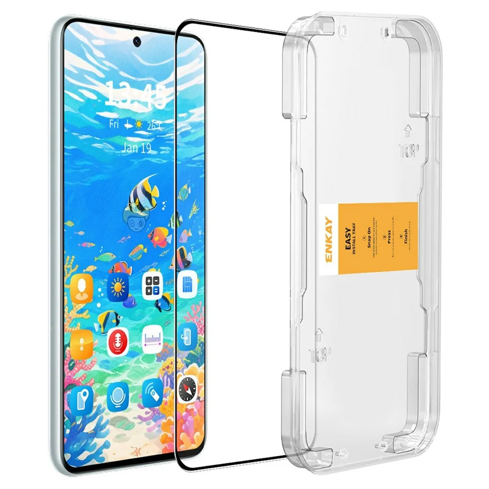 ENKAY HAT PRINCE For vivo iQOO 15 5G Screen Protector 0.18mm Silk Printing Full Glue High Aluminium-Silicon Glass Film Fingerprint Unlock - 1