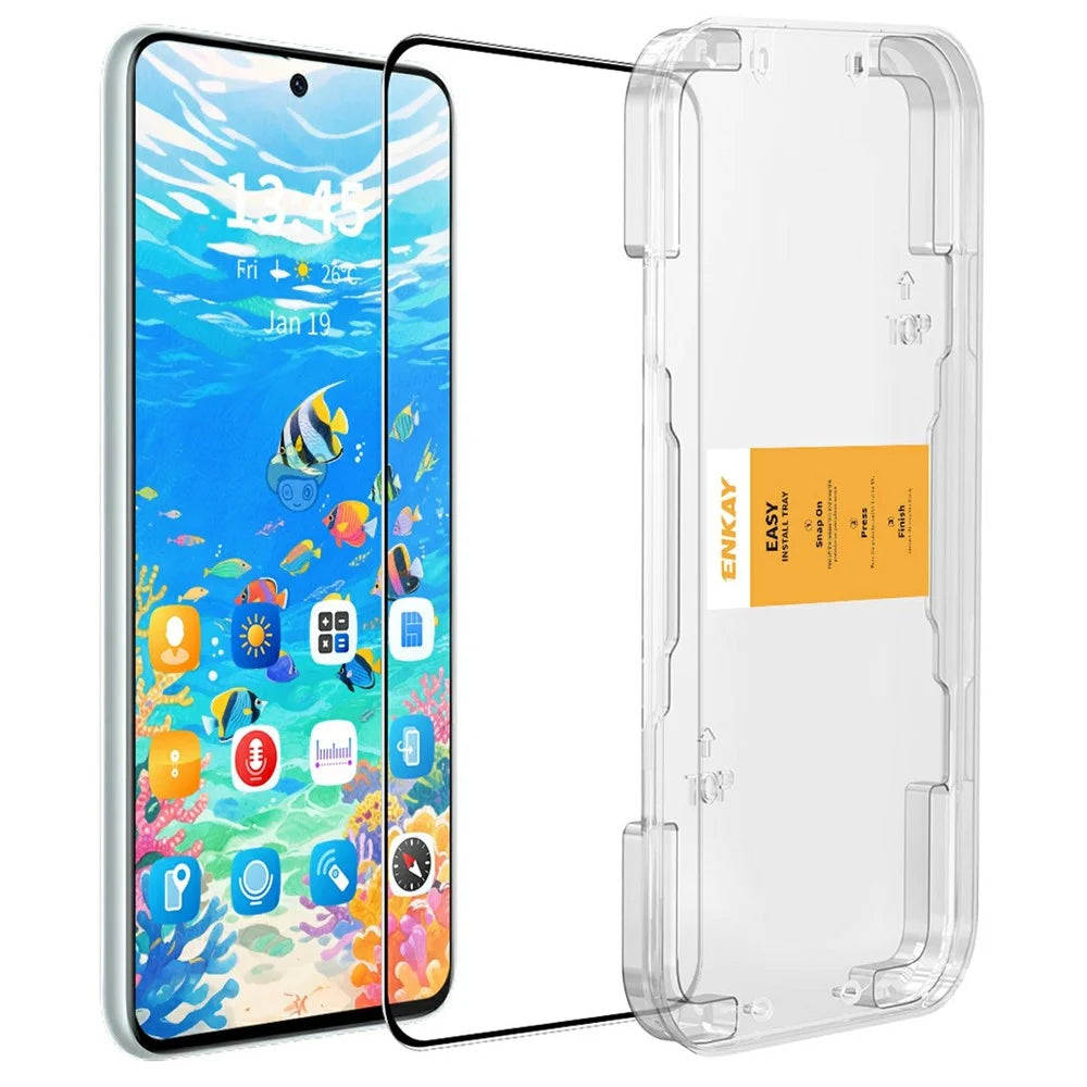 ENKAY HAT PRINCE For OnePlus 15 5G Screen Protector 0.18mm Silk Printing Full Glue High Aluminium-Silicon Glass Film Fingerprint Unlock - 1