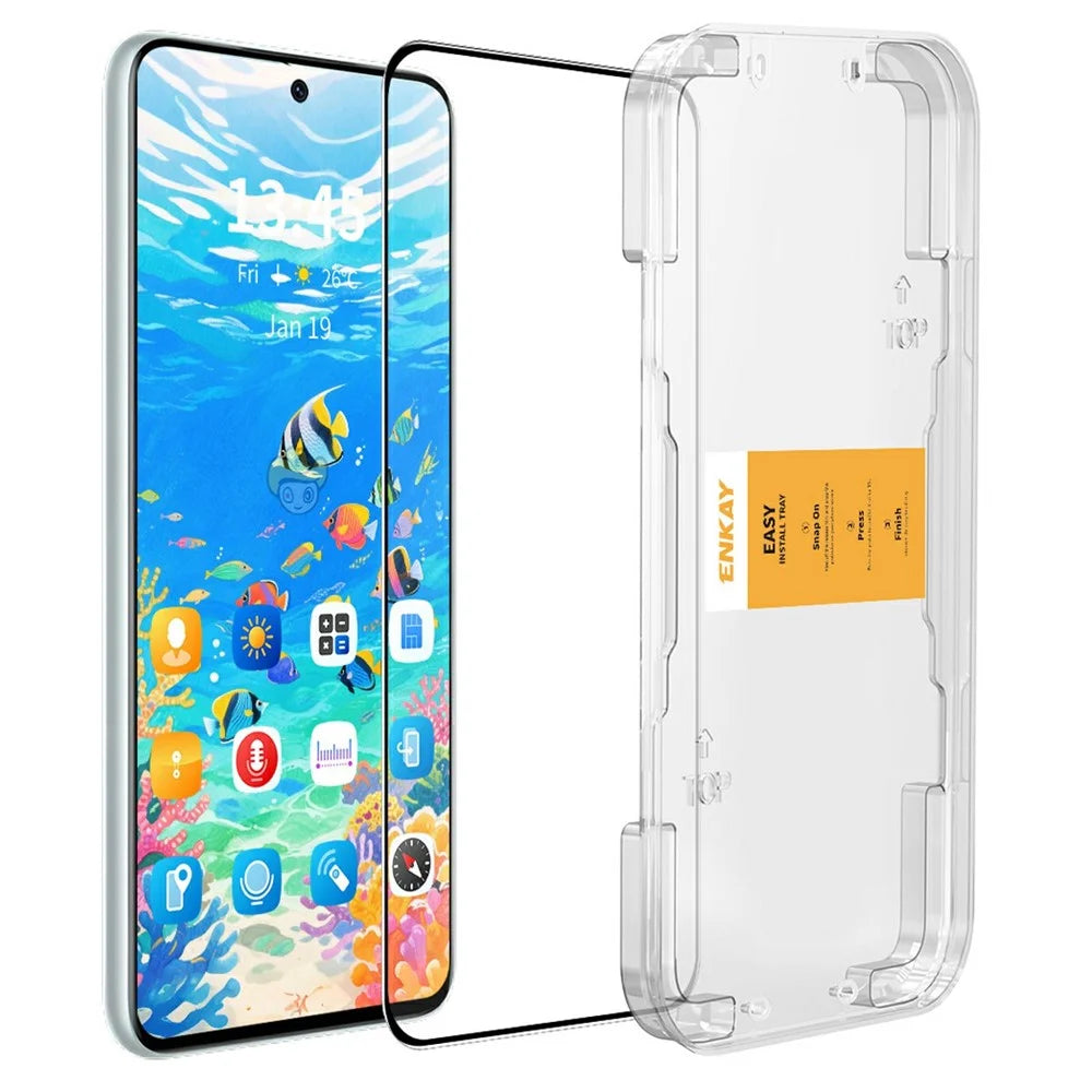 ENKAY HAT PRINCE For vivo X300 5G Screen Protector 0.18mm Silk Printing Full Glue High Aluminium-Silicon Glass Film Fingerprint Unlock - 1