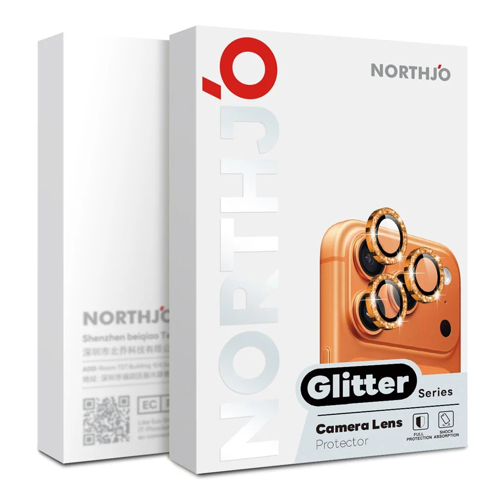 NORTHJO 1 Set For iPhone Air Camera Lens Film Tempered Glass+Metal Glitter Rear Lens Protector - Black - 4
