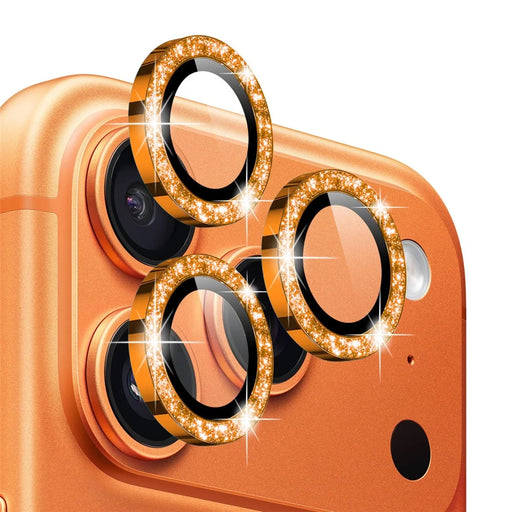 NORTHJO 1 Set For iPhone 17 Pro  /  17 Pro Max Camera Lens Film Tempered Glass+Metal Glitter Rear Lens Protector - Orange - 1