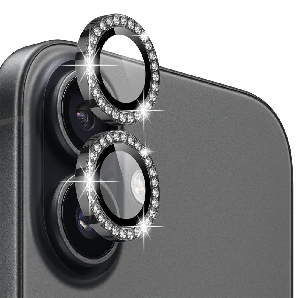NORTHJO For iPhone 17 Camera Lens Protector Rhinestone Ring Tempered Glass Lens Film - Black - 1