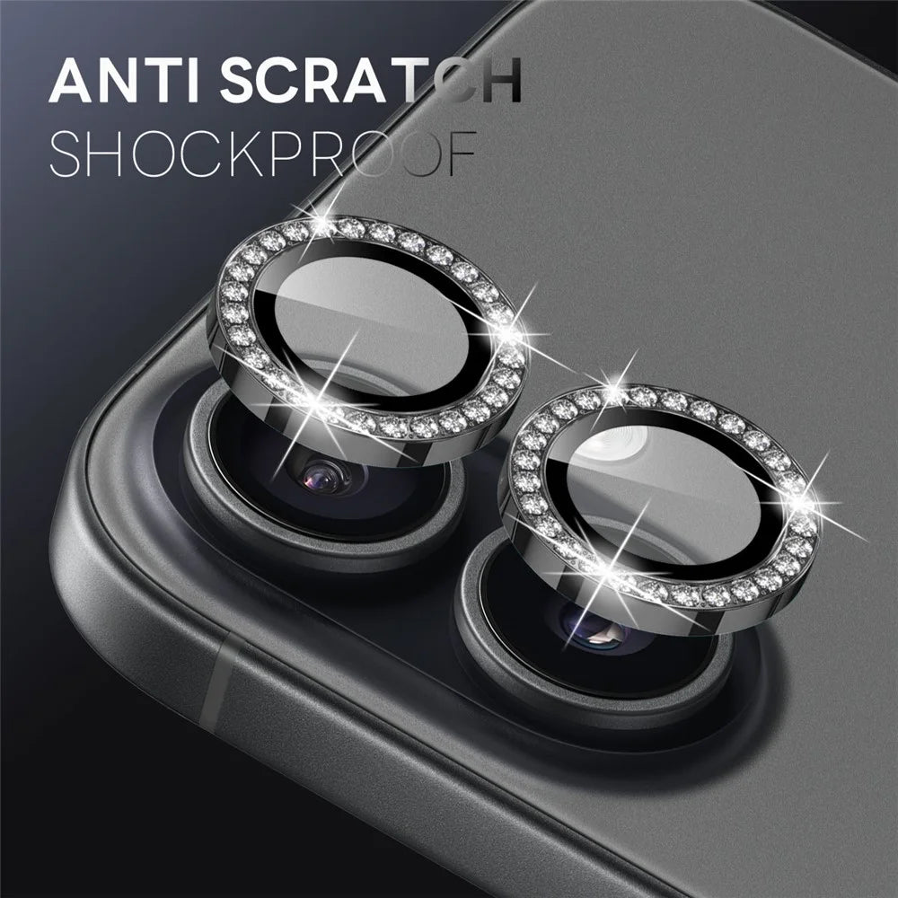 NORTHJO For iPhone 17 Camera Lens Protector Rhinestone Ring Tempered Glass Lens Film - Black - 2