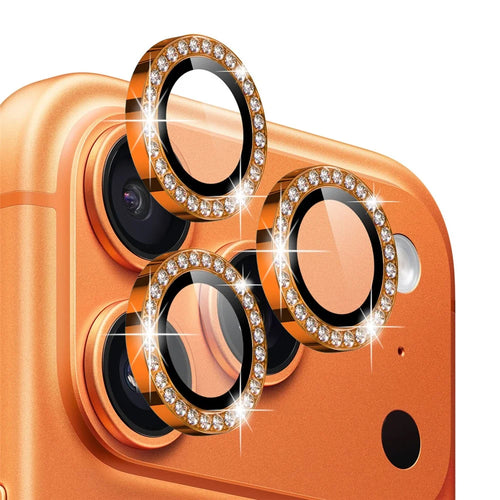 NORTHJO For iPhone 17 Pro  /  17 Pro Max Camera Lens Protector Rhinestone Ring Tempered Glass Lens Film - Orange - 1
