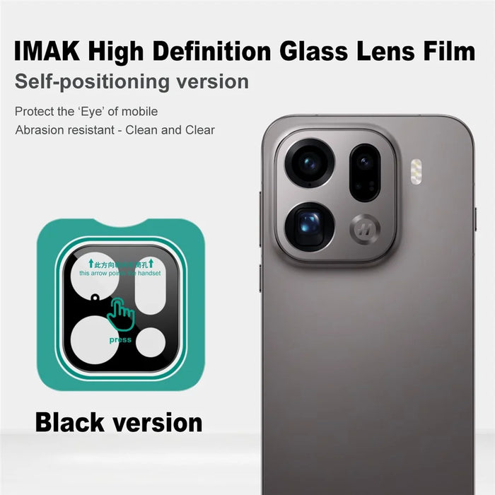 IMAK For Oppo Find X9 Pro 5G Tempered Glass Full Coverage Camera Lens Protector with Self Positioning Frame (Black Version) - 2