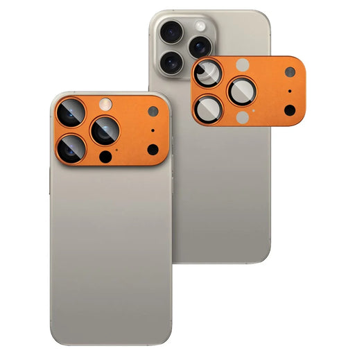 IMAK Full Coverage Camera Lens Film for iPhone 16 Pro / 15 Pro / 14 Pro Transfer to 17 Pro Acrylic Lens Cap + Tempered Glass Lens Protector - Orange - 1