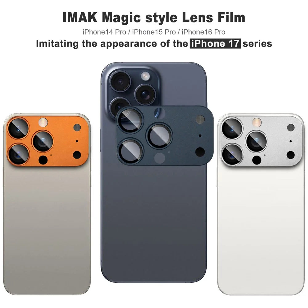IMAK Full Coverage Camera Lens Film for iPhone 16 Pro / 15 Pro / 14 Pro Transfer to 17 Pro Acrylic Lens Cap + Tempered Glass Lens Protector - Orange - 7