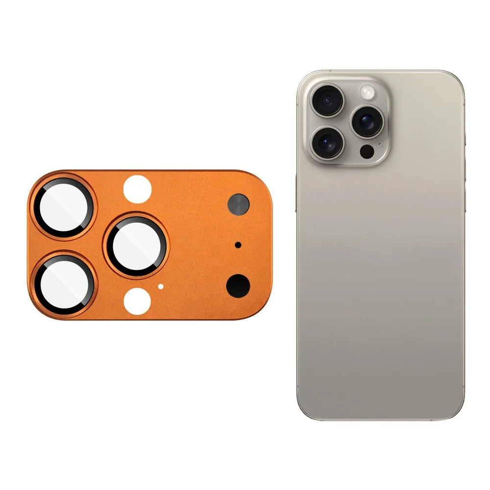 IMAK Full Coverage Camera Lens Film for iPhone 16 Pro Max / 15 Pro Max / 14 Pro Max Transfer to 17 Pro Max Acrylic Lens Cap + Tempered Glass Lens Protector - Orange - 2