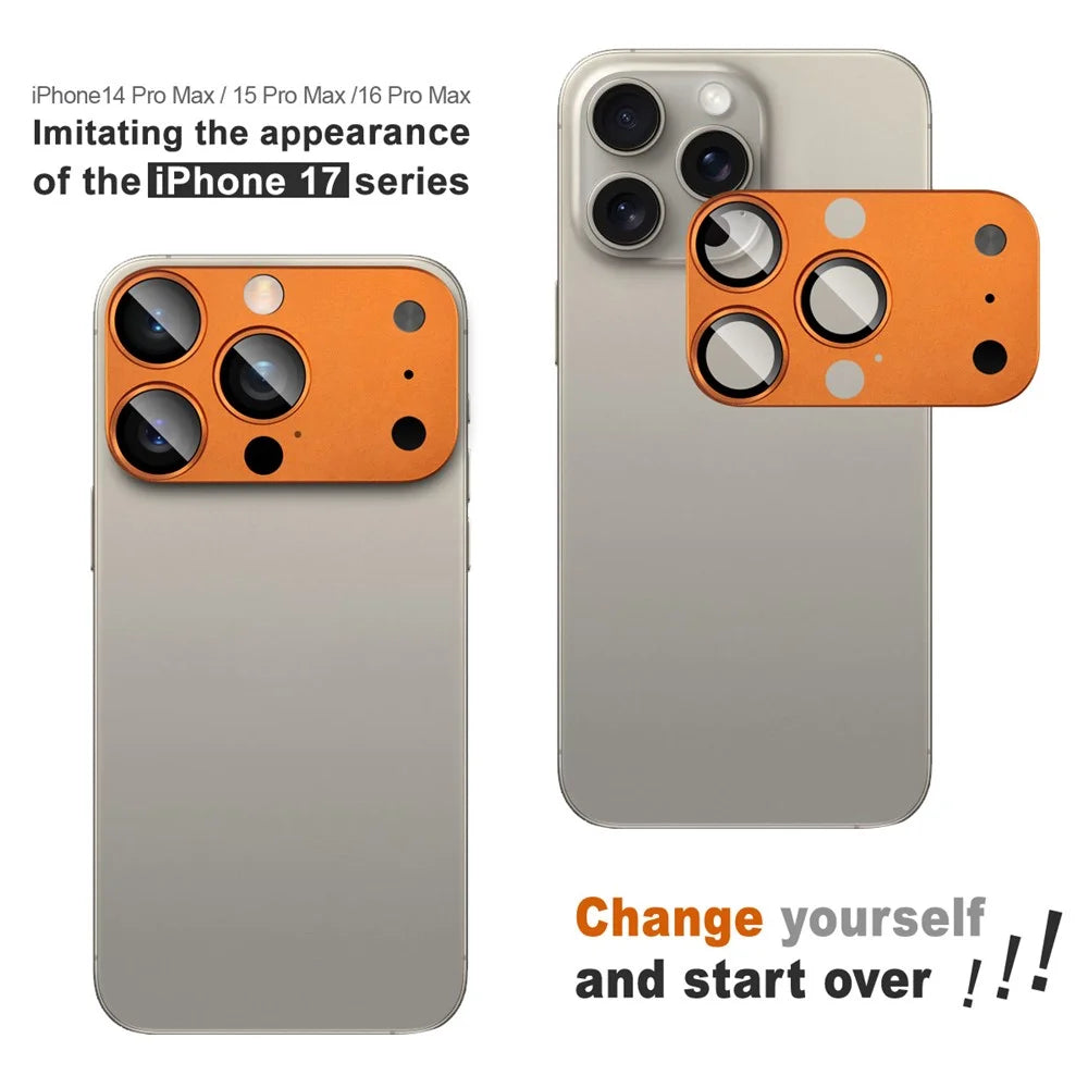 IMAK Full Coverage Camera Lens Film for iPhone 16 Pro Max / 15 Pro Max / 14 Pro Max Transfer to 17 Pro Max Acrylic Lens Cap + Tempered Glass Lens Protector - Orange - 3