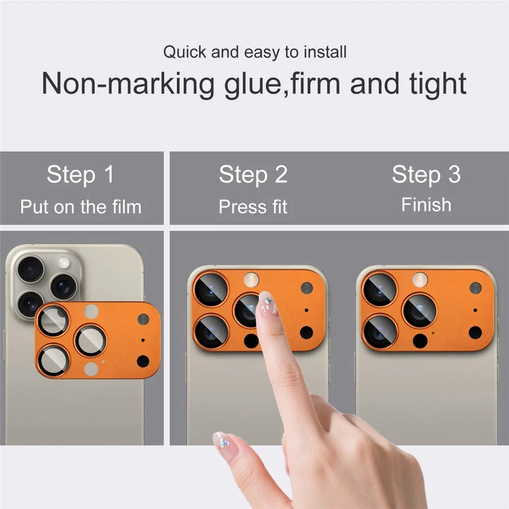 IMAK Full Coverage Camera Lens Film for iPhone 16 Pro Max / 15 Pro Max / 14 Pro Max Transfer to 17 Pro Max Acrylic Lens Cap + Tempered Glass Lens Protector - Orange - 4