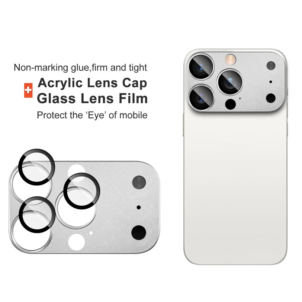 IMAK Full Coverage Camera Lens Film for iPhone 16 Pro Max / 15 Pro Max / 14 Pro Max Transfer to 17 Pro Max Acrylic Lens Cap + Tempered Glass Lens Protector - Orange - 5