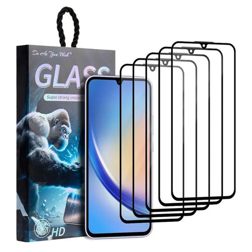 DO AS YOU WISH 5Pcs For Samsung Galaxy A34 5G Screen Protector Silk Printing Full Glue High Aluminum-silicon Glass Film - 1