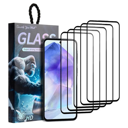DO AS YOU WISH 5Pcs For Samsung Galaxy A55 5G Screen Protector Silk Printing Full Glue High Aluminum-silicon Glass Film - 1