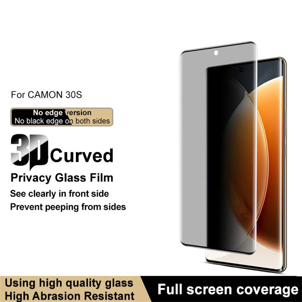 IMAK For TECNO Camon 30S 4G Anti Spy Tempered Glass Side Glue Full Screen Protector (No Edge Version) - 3
