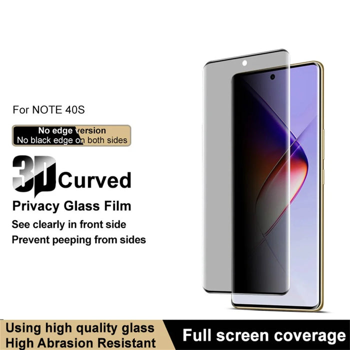 IMAK For Infinix Note 40S Anti Spy Tempered Glass Side Glue Full Screen Protector (No Edge Version) - 3