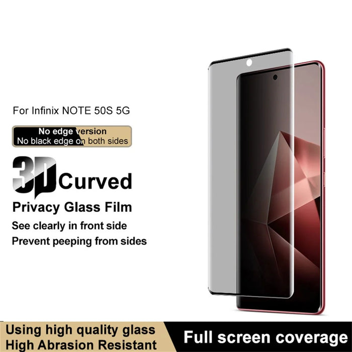 IMAK For Infinix Note 50s 5G Anti Spy Tempered Glass Side Glue Full Screen Protector (No Edge Version) - 3
