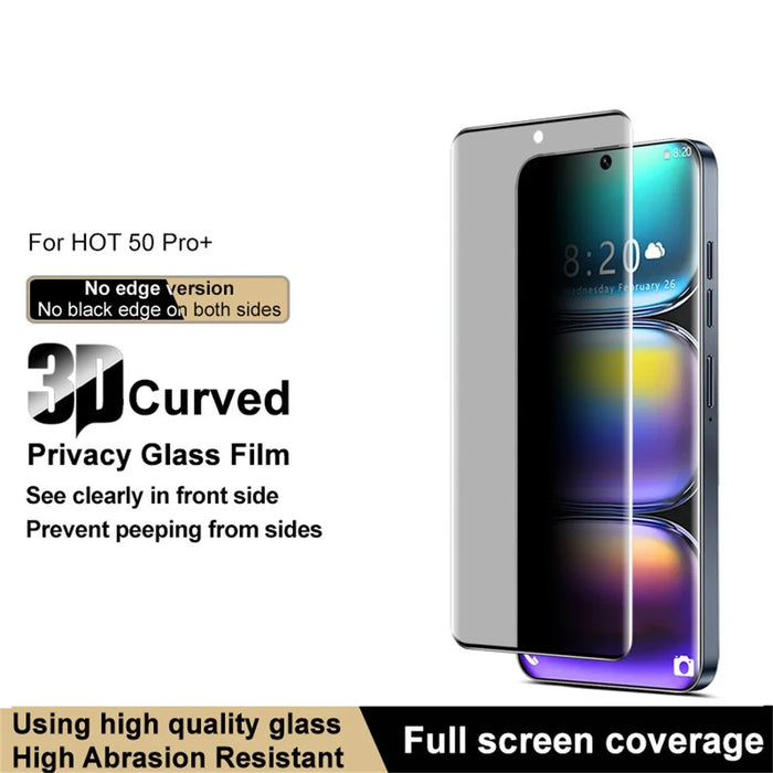 IMAK For Infinix Hot 50 Pro+ 4G Anti Spy Tempered Glass Side Glue Full Screen Protector (No Edge Version) - 3