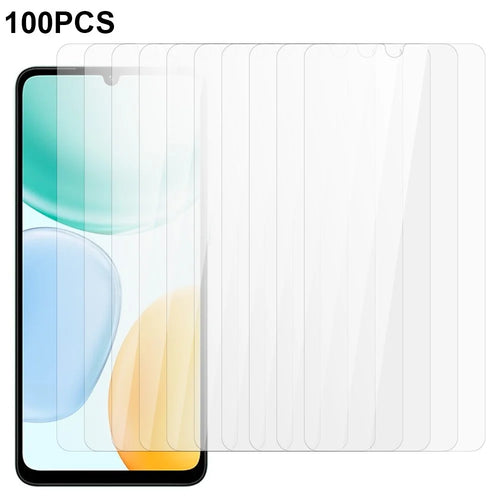 100Pcs For Honor X5c 4G Screen Protector Full Glue Anti-Scratch Tempered Glass Film (NOT Complete Covering) (No Package, with Wipes Set, Dust-absorber, Guide Sticker) - 1