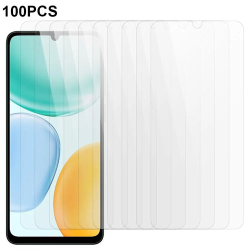 100Pcs For Honor X5c Plus 4G Screen Protector Full Glue Anti-Scratch Tempered Glass Film (NOT Complete Covering) (No Package, with Wipes Set, Dust-absorber, Guide Sticker) - 1