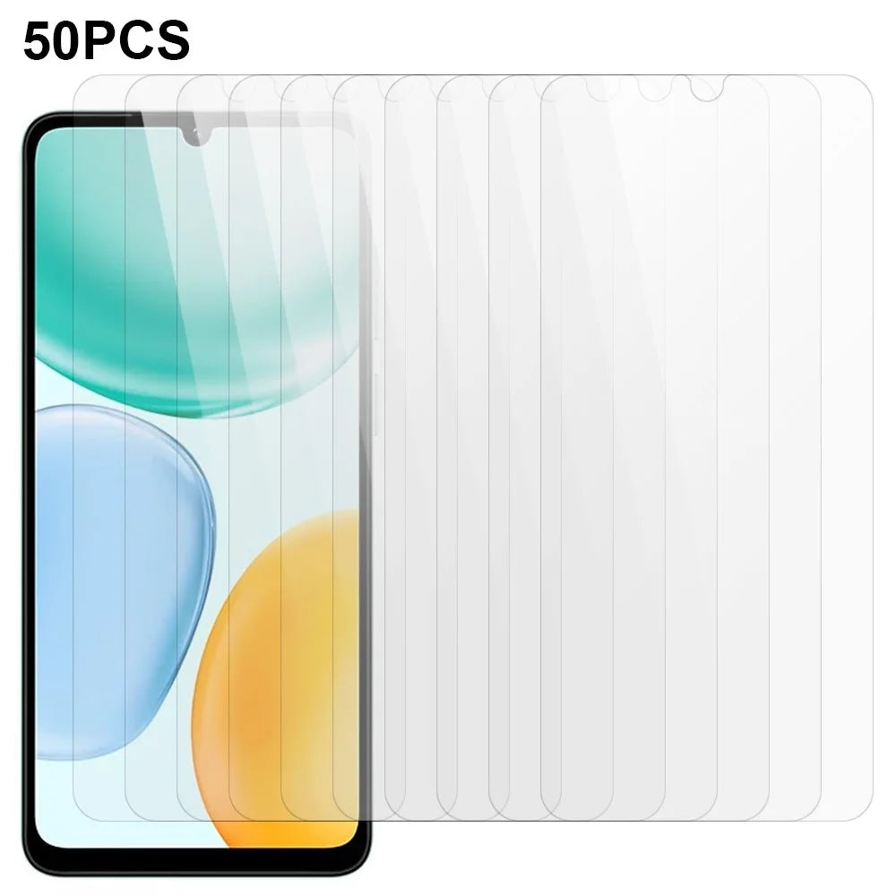 50Pcs For Honor X5c Plus 4G Screen Protector Full Glue Tempered Glass Clear Screen Film (NOT Complete Covering) (No Package, with Wipes Set, Dust-absorber, Guide Sticker) - 1