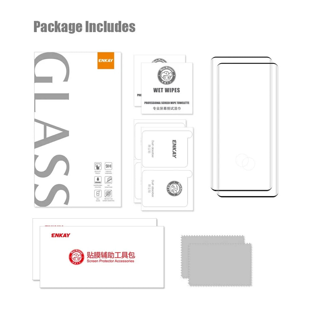 For Honor Magic8 Pro 5G 2Pcs Tempered Glass ENKAY HAT PRINCE Side Glue Full Screen Protector Clear Screen Film Support Fingerprint Unlock - 7