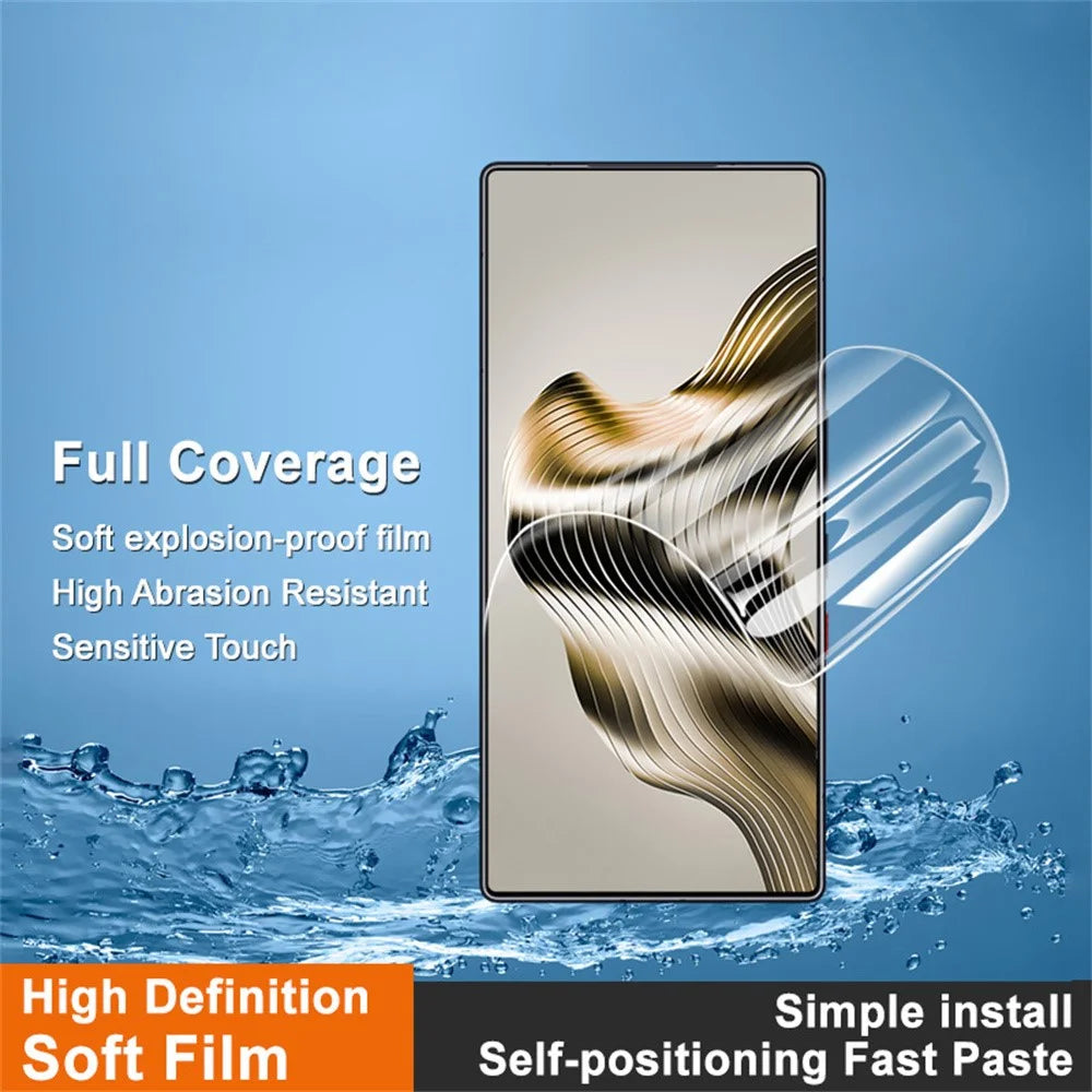IMAK Hydrogel Film 4th For ZTE nubia Z80 Ultra 5G Full Screen Protector Ultra Clear Full Glue Soft TPU Film (Fingerprint Unlock) - Transparent - 2