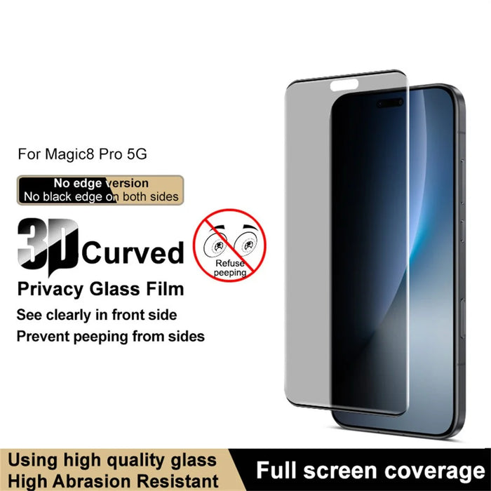 IMAK For Honor Magic8 Pro 5G Anti Spy Tempered Glass Side Glue Full Screen Protector (No Edge Version) - 3