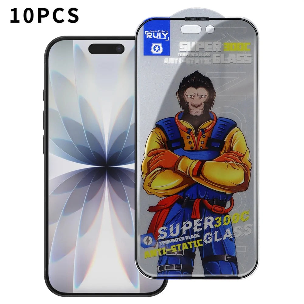 10Pcs For iPhone 17 Anti-Spy Full Screen Protector 300C Large Arc Anti Static Silk Printing Tempered Glass Film - 1