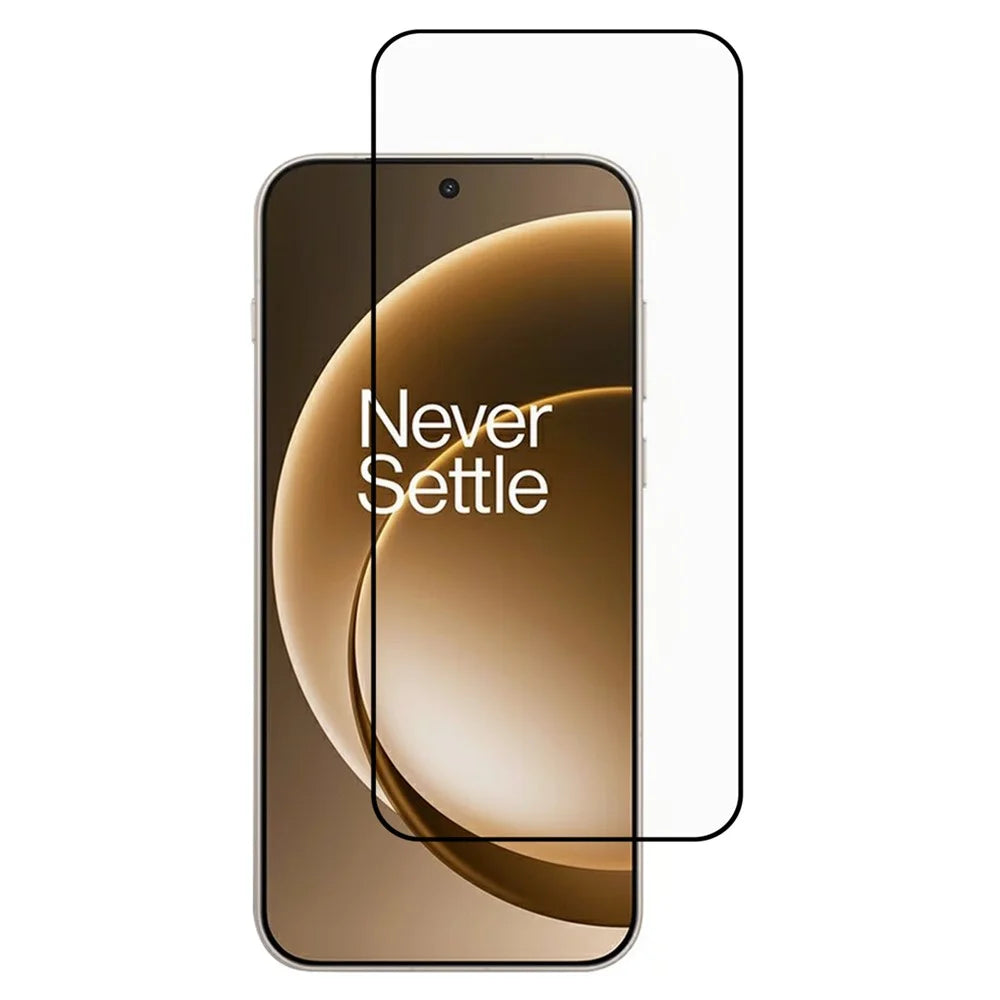 For OnePlus 15 5G Full Screen Protector Full Glue Arc Edge HD High Aluminium-silicon Glass Film with Black Silk Print Edge (Fingerprint Unlock) - 1