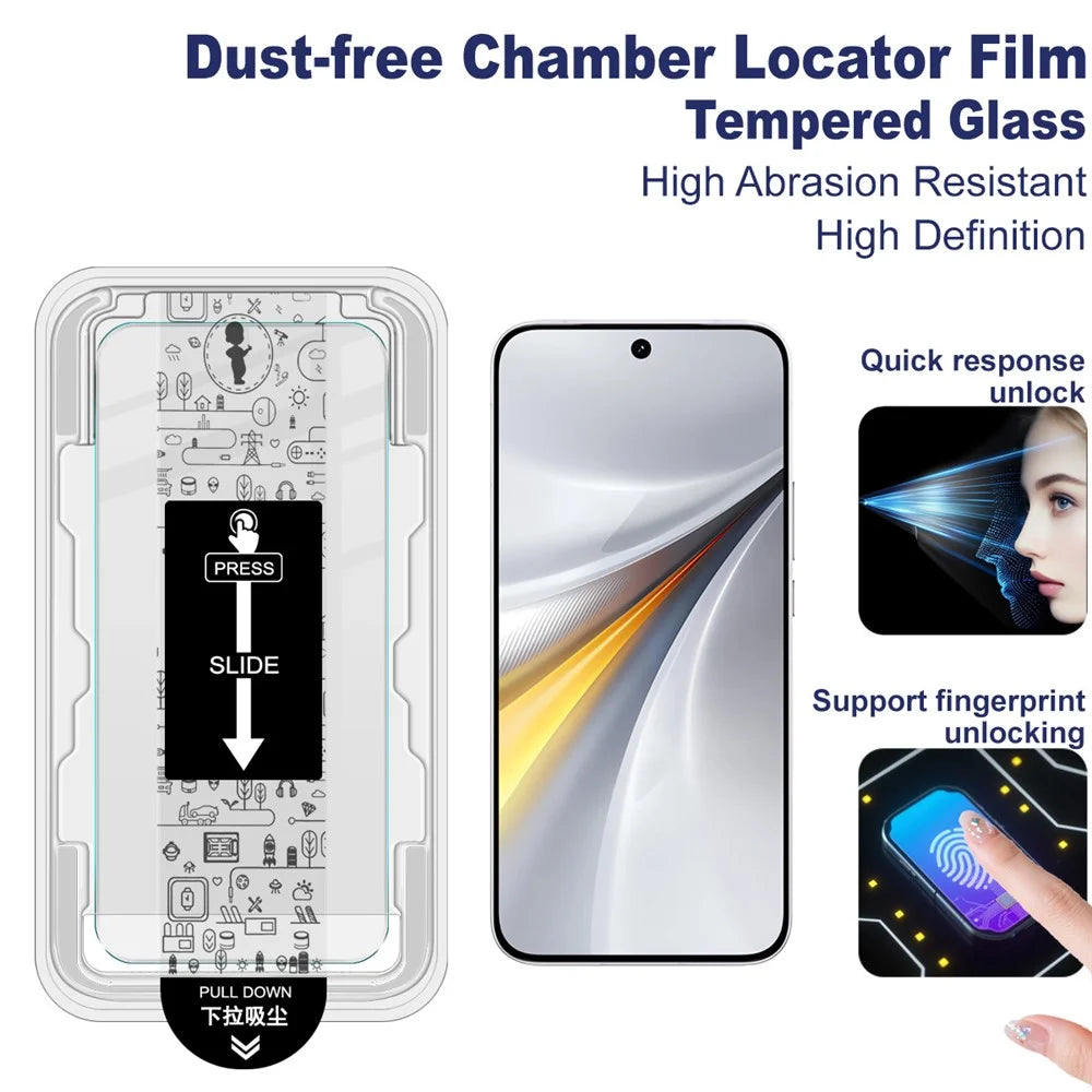 IMAK H Series For vivo iQOO 15 5G Tempered Glass Screen Protector Easy Installation Film with Auto Dust-Remove Tool - Transparent Kit (NOT Complete Covering) (Fingerprint Unlock) - 2