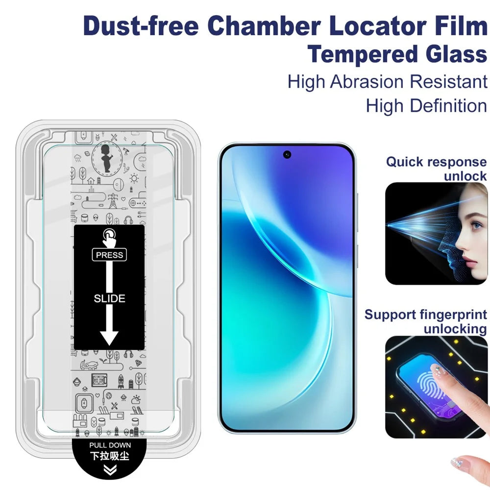 IMAK H Series For vivo X300 5G Tempered Glass Screen Protector Easy Installation Film with Auto Dust-Remove Tool - Transparent Kit (NOT Complete Covering) (Fingerprint Unlock) - 2