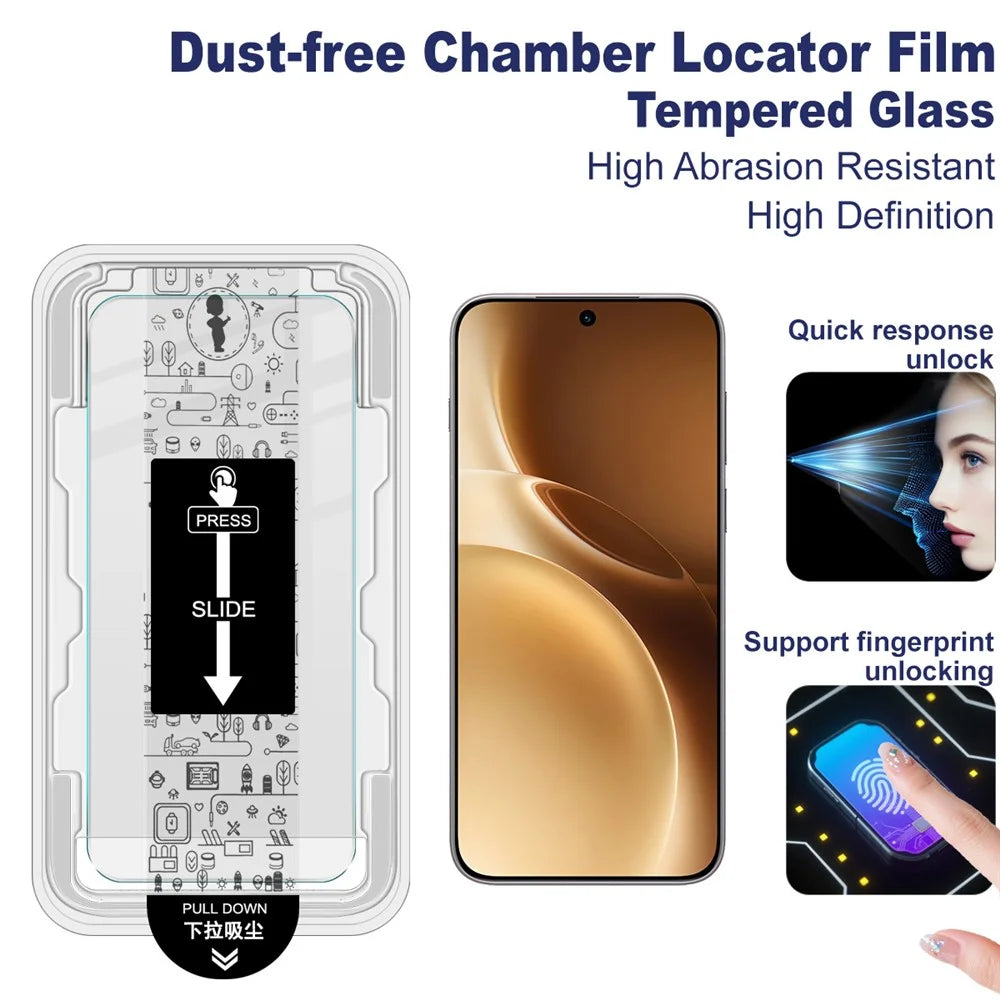 IMAK H Series For vivo X300 Pro 5G Tempered Glass Screen Protector Easy Installation Film with Auto Dust-Remove Tool - Transparent Kit (NOT Complete Covering) (Fingerprint Unlock) - 2