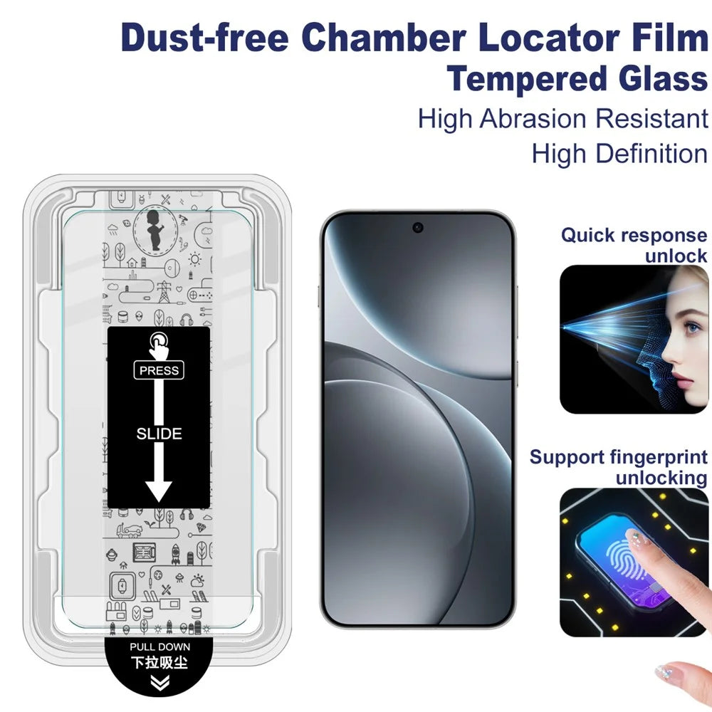 IMAK H Series For Oppo Find X9 5G Tempered Glass Screen Protector Easy Installation Film with Auto Dust-Remove Tool - Transparent Kit (NOT Complete Covering) (Fingerprint Unlock) - 2