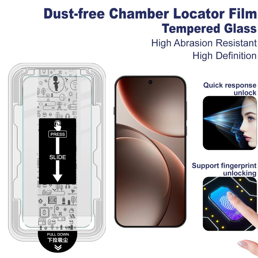 IMAK H Series For Oppo Find X9 Pro 5G Tempered Glass Screen Protector Easy Installation Film with Auto Dust-Remove Tool - Transparent Kit (NOT Complete Covering) (Fingerprint Unlock) - 2