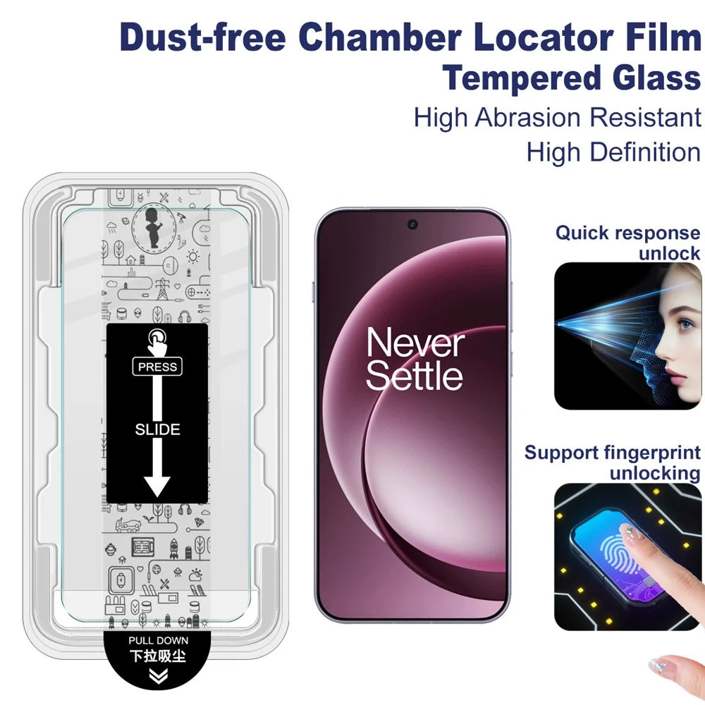 IMAK H Series For OnePlus 15 5G Tempered Glass Screen Protector Easy Installation Film with Auto Dust-Remove Tool - Transparent Kit (NOT Complete Covering) (Fingerprint Unlock) - 2