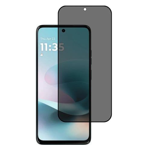 For Motorola Moto G67 Power 5G Anti-Peep Tempered Glass Full Covering Silk Printing Screen Protector (No Fingerprint Unlock) - 1