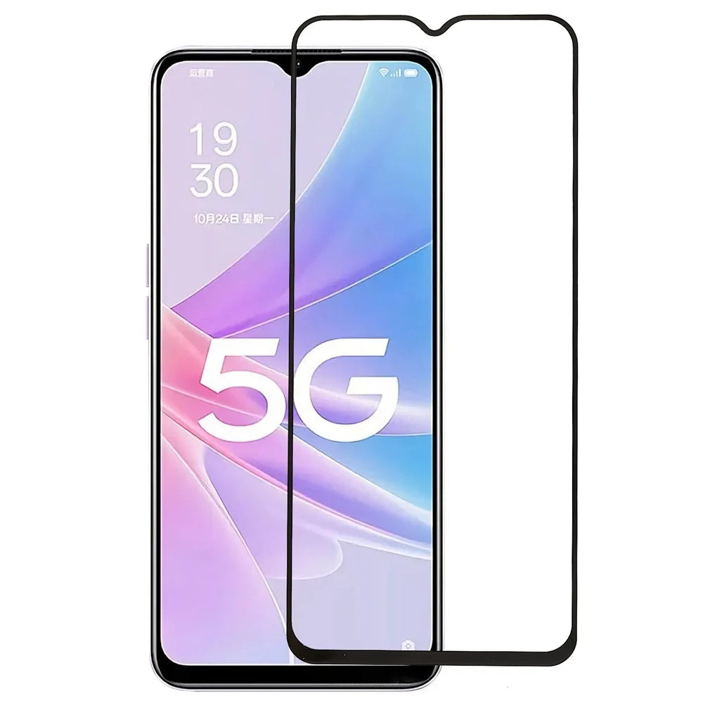 Anti-explosion Screen Protector For Oppo A58 5G, Tempered Glass Full Glue Silk Printing Black Edge Full Covering Film - 1