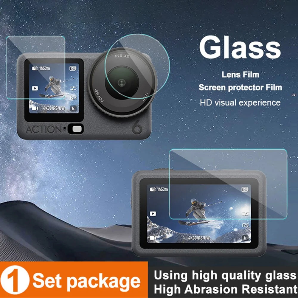 IMAK For DJI Osmo Action 6 Camera Tempered Glass Screen Protector + Lens Protector Kit - 3