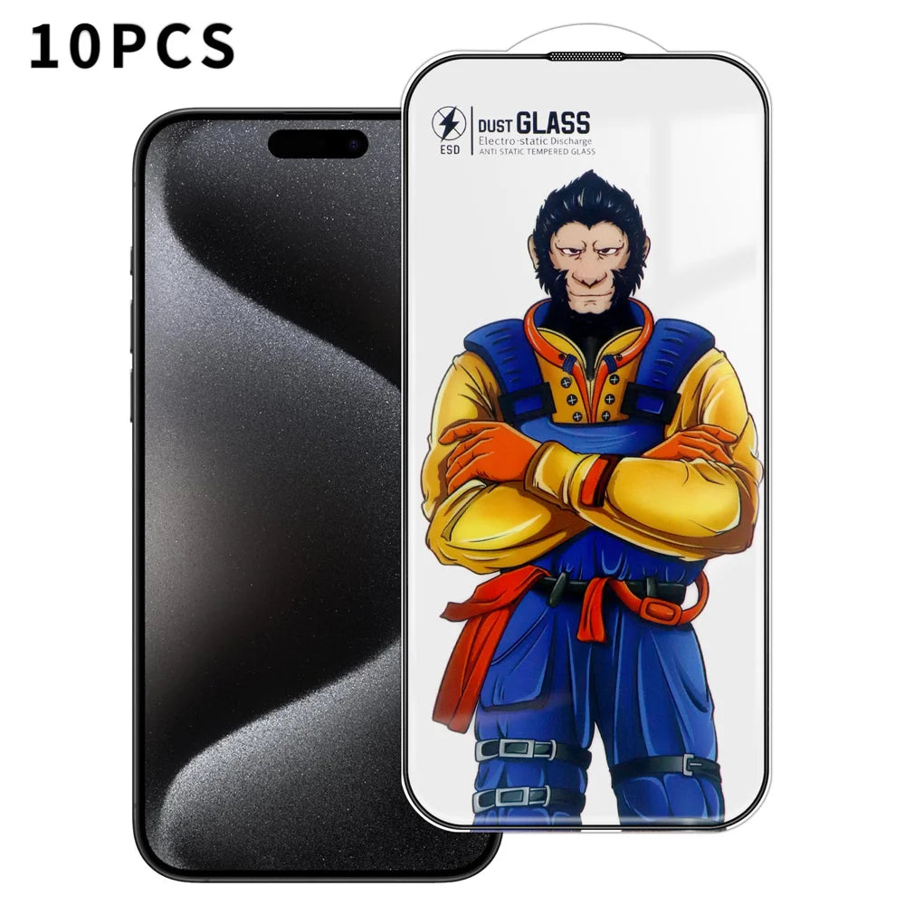 For iPhone 15 Pro 10Pcs Full Screen Protector 3D Arc 120C Anti-Static Silk Printing High Aluminium-silicon Glass Film - As Shown - 1