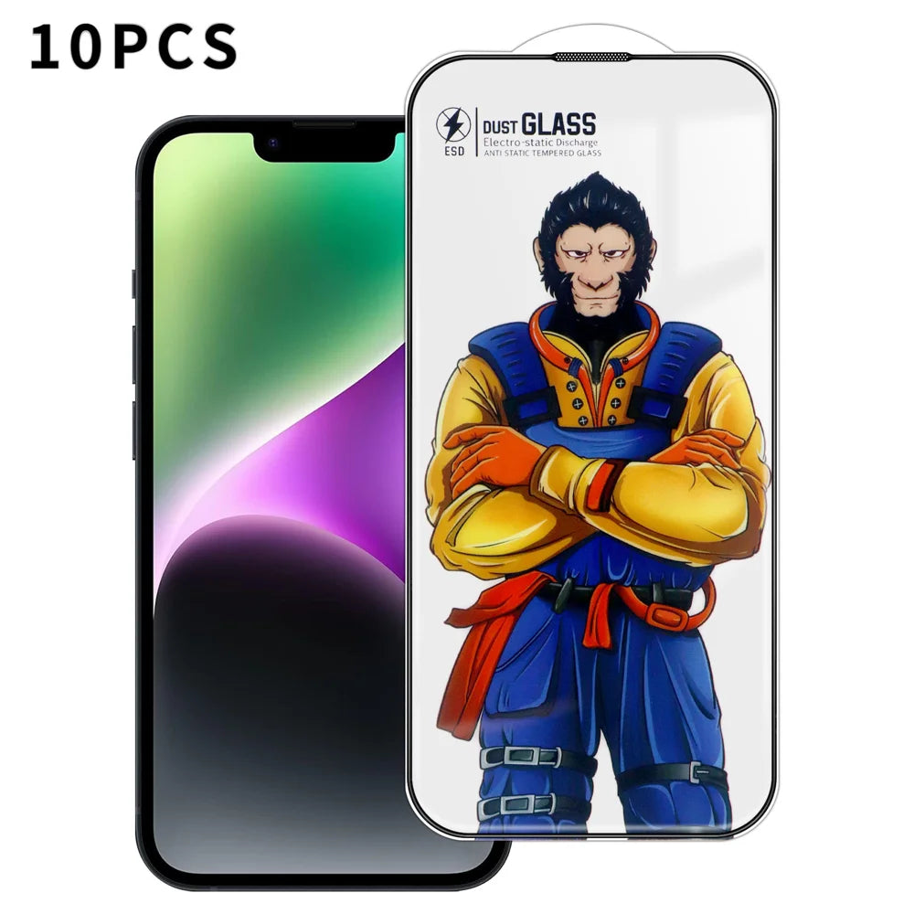 For iPhone 14 Plus 10Pcs Full Screen Protector 3D Arc 120C Anti-Static Silk Printing High Aluminium-silicon Glass Film - As Shown - 1