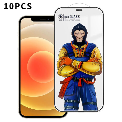For iPhone 12 10Pcs Full Screen Protector 3D Arc 120C Anti-Static Silk Printing High Aluminium-silicon Glass Film - As Shown - 1