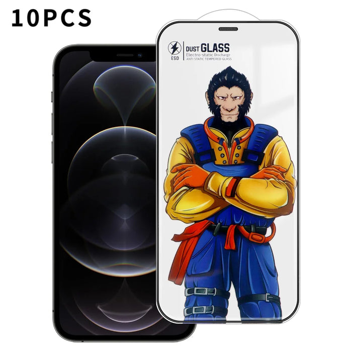For iPhone 12 Pro 10Pcs Full Screen Protector 3D Arc 120C Anti-Static Silk Printing High Aluminium-silicon Glass Film - As Shown - 1