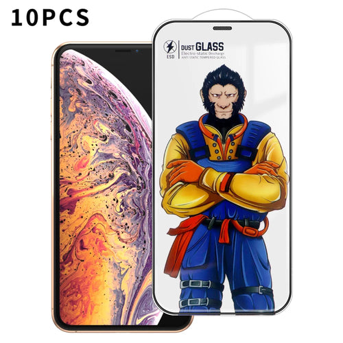 For iPhone XS Max 6.5 inch 10Pcs Full Screen Protector 3D Arc 120C Anti-Static Silk Printing High Aluminium-silicon Glass Film - As Shown - 1