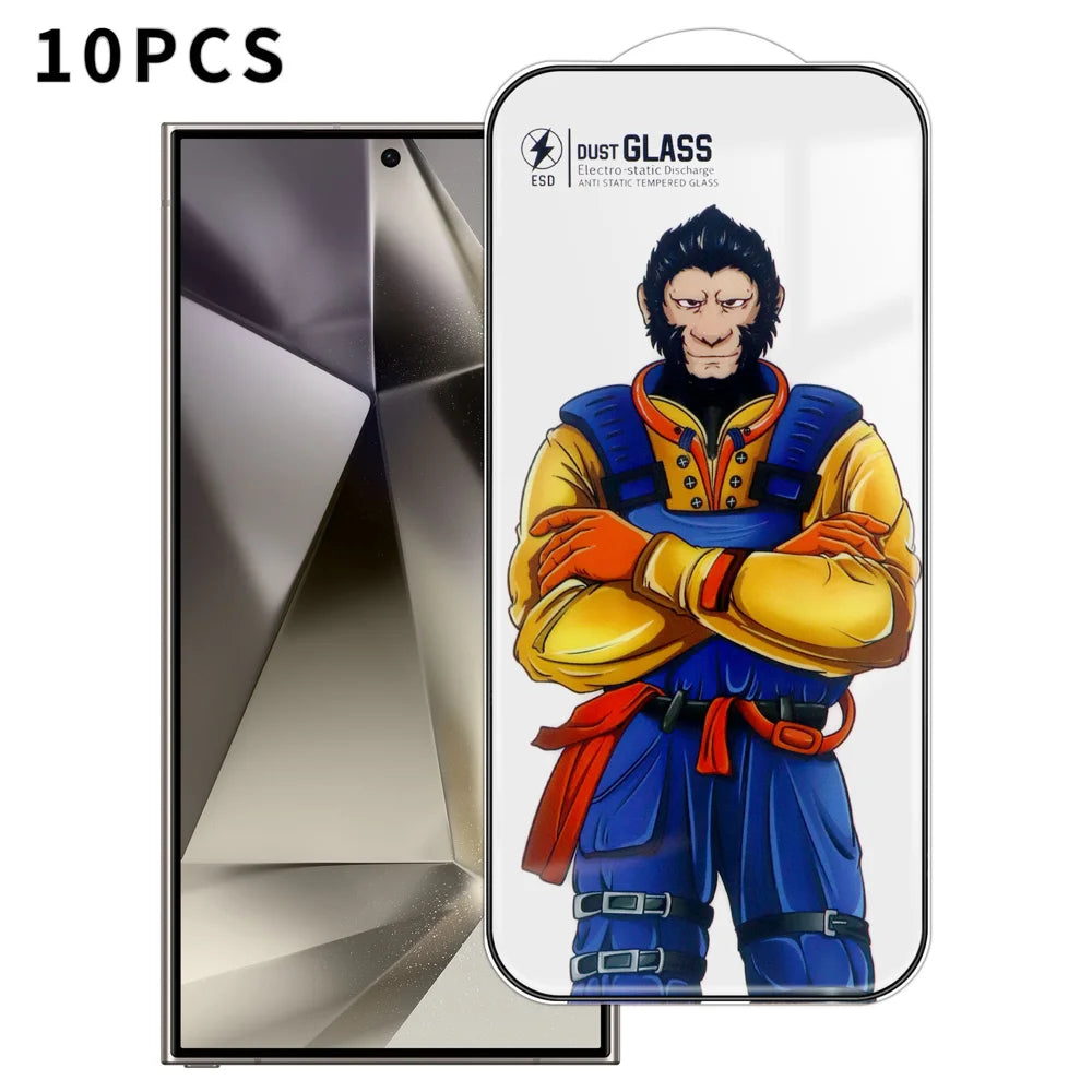 For Samsung Galaxy S24 Ultra 10Pcs Full Screen Protector 3D Arc 120C Anti-Static Silk Printing High Aluminium-silicon Glass Film - As Shown - 1