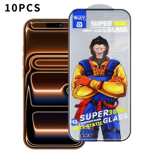 For iPhone 18 Pro / 17 Pro 10Pcs Full Screen Protector 300C Large Arc Anti Static Silk Printing HD Clear Tempered Glass Film - As Shown - 1