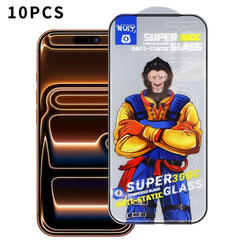 For iPhone 18 Pro Max / 17 Pro Max 10Pcs Full Screen Protector 300C Large Arc Anti Static Silk Printing HD Clear Tempered Glass Film - As Shown - 1