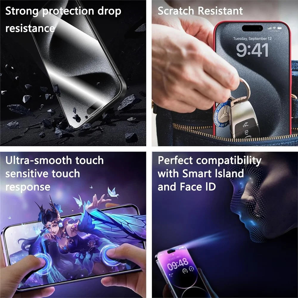 For iPhone 18 Pro Max / 17 Pro Max 10Pcs Full Screen Protector 300C Large Arc Anti Static Silk Printing HD Clear Tempered Glass Film - As Shown - 7