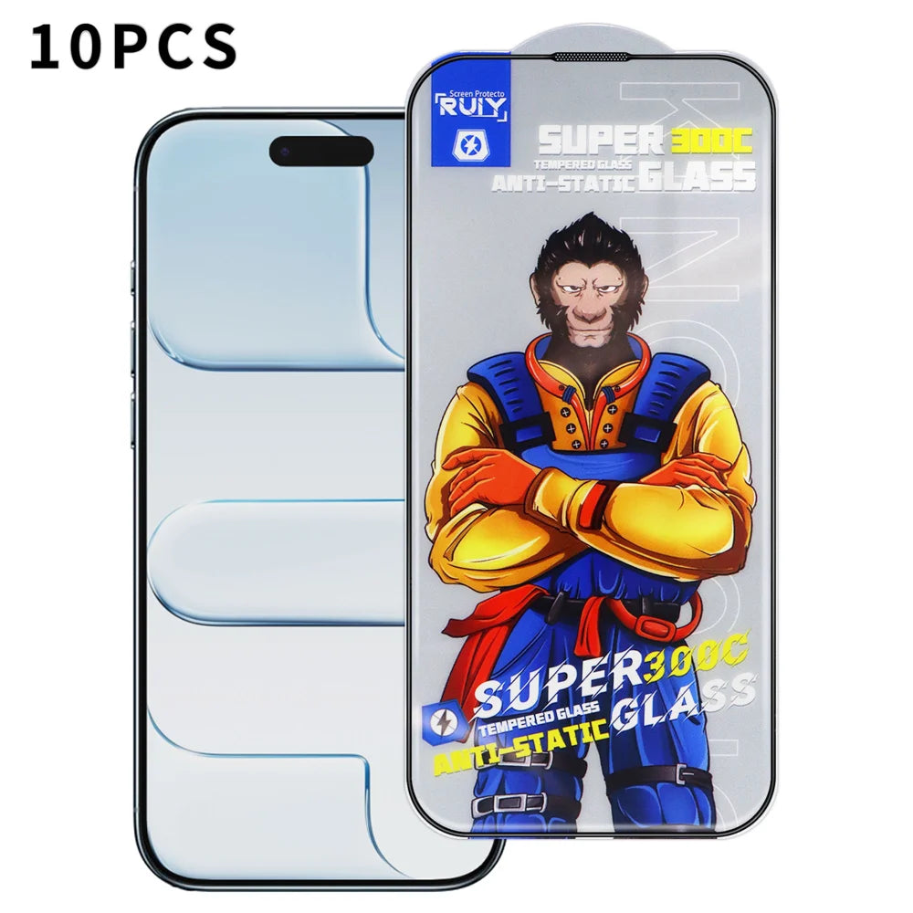 For iPhone Air 10Pcs Full Screen Protector 300C Large Arc Anti Static Silk Printing HD Clear Tempered Glass Film - As Shown - 1